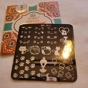 Nail Stamping Plate - Born Pretty X-11 Cat Themed